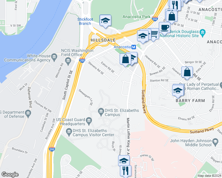 map of restaurants, bars, coffee shops, grocery stores, and more near 101 Independence Avenue Southeast in Washington