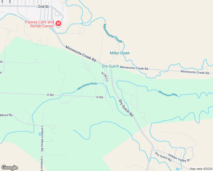 map of restaurants, bars, coffee shops, grocery stores, and more near 41856 4190 Lane in Paonia