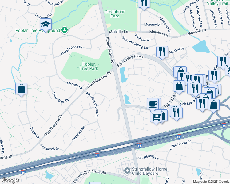 map of restaurants, bars, coffee shops, grocery stores, and more near 4668 Kearns Court in Centreville
