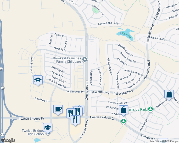 map of restaurants, bars, coffee shops, grocery stores, and more near 1796 Farmgate Lane in Lincoln