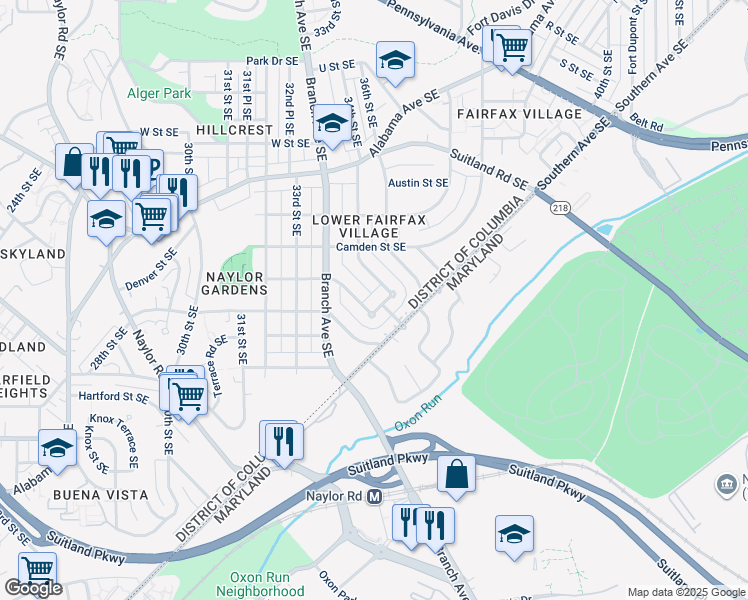map of restaurants, bars, coffee shops, grocery stores, and more near 3386 Highview Terrace Southeast in Washington