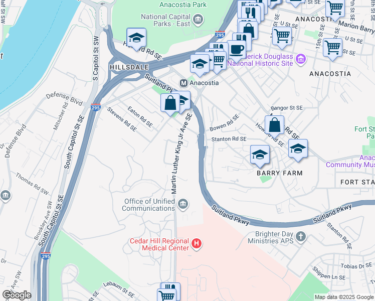 map of restaurants, bars, coffee shops, grocery stores, and more near 101 Independence Avenue Southeast in Washington