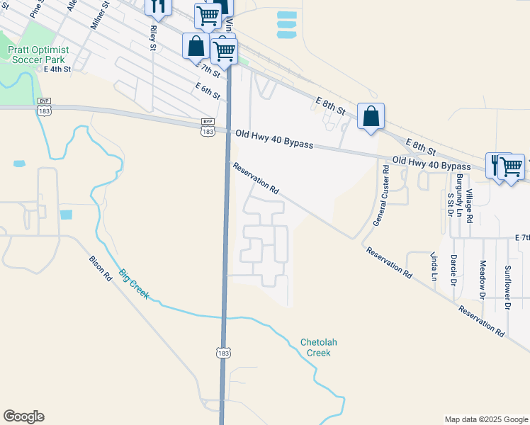 map of restaurants, bars, coffee shops, grocery stores, and more near Unnamed Road in Hays