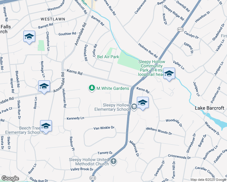 map of restaurants, bars, coffee shops, grocery stores, and more near 3303 Goldsboro Court in Falls Church