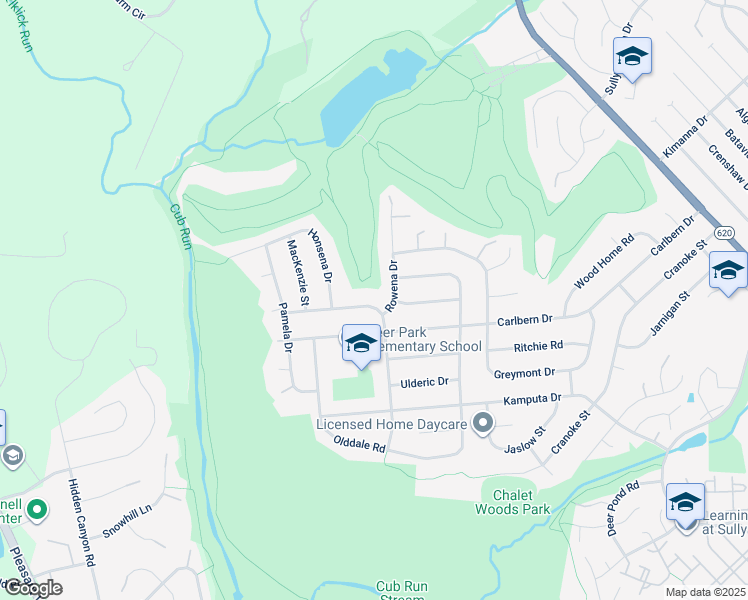 map of restaurants, bars, coffee shops, grocery stores, and more near 5647 Barrymore Road in Centreville
