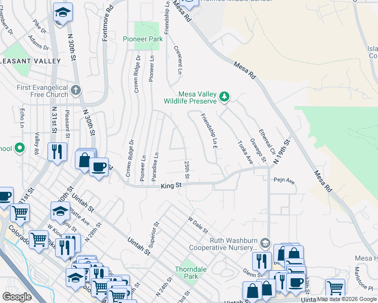 map of restaurants, bars, coffee shops, grocery stores, and more near 2420 Launcelot Court in Colorado Springs
