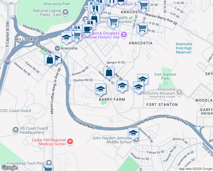 map of restaurants, bars, coffee shops, grocery stores, and more near 101 Independence Avenue Southeast in Washington