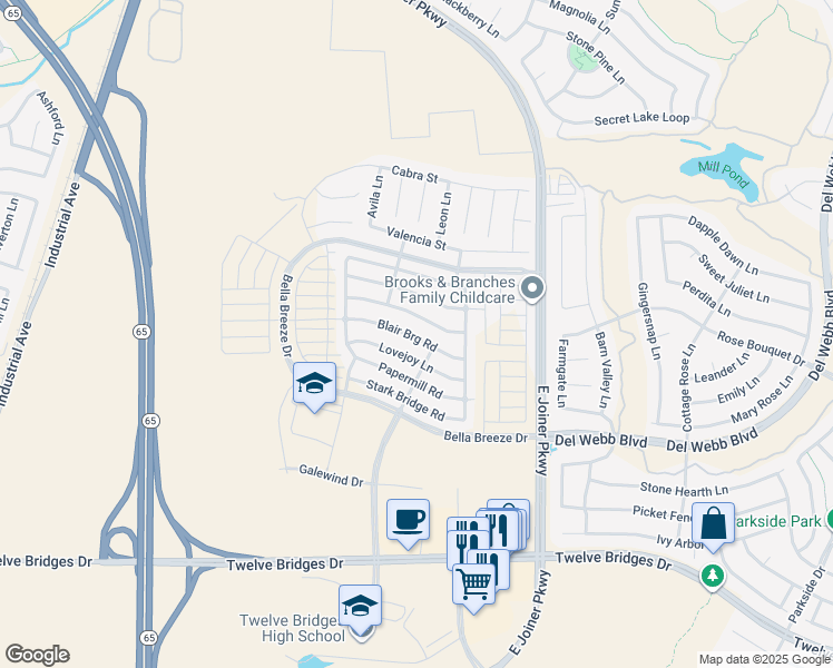map of restaurants, bars, coffee shops, grocery stores, and more near 654 Bella Breeze Drive in Lincoln