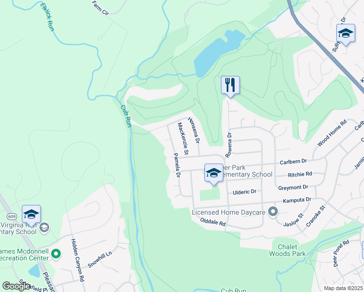 map of restaurants, bars, coffee shops, grocery stores, and more near 5712 Mackenzie Street in Centreville