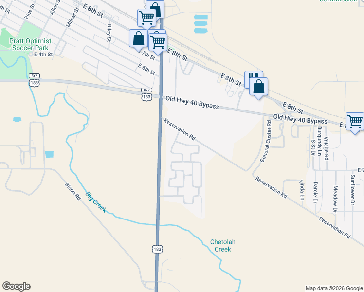 map of restaurants, bars, coffee shops, grocery stores, and more near Unnamed Road in Hays