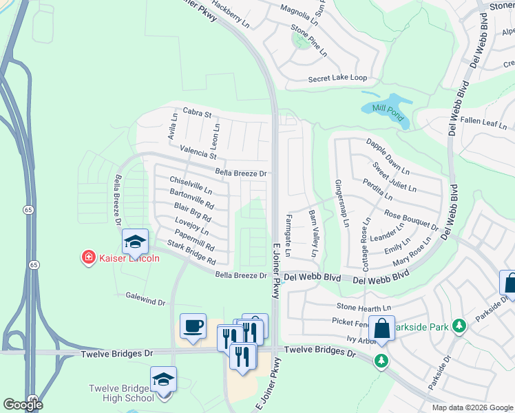 map of restaurants, bars, coffee shops, grocery stores, and more near 1796 Farmgate Lane in Lincoln
