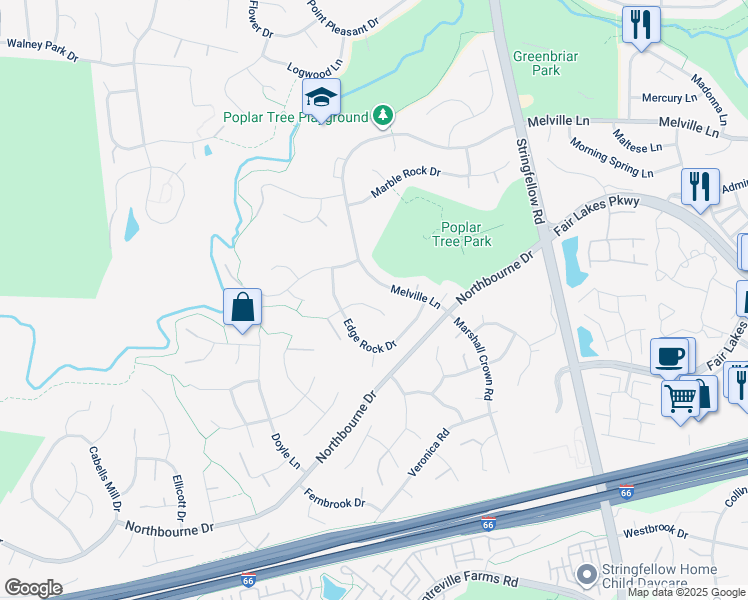 map of restaurants, bars, coffee shops, grocery stores, and more near 13486 Edge Rock Court in Chantilly