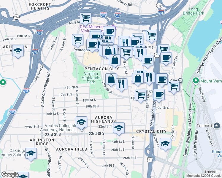 map of restaurants, bars, coffee shops, grocery stores, and more near 101 Independence Avenue Southeast in Washington