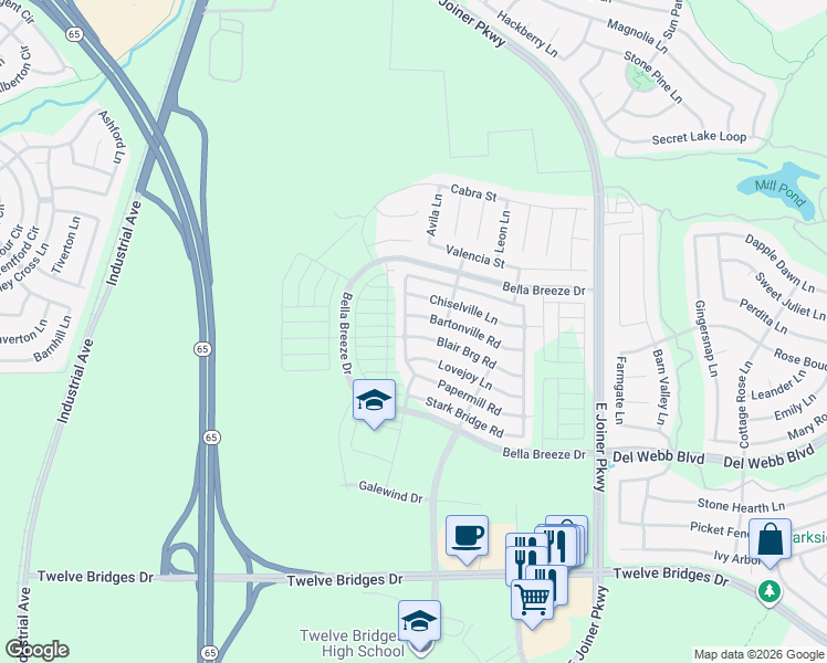 map of restaurants, bars, coffee shops, grocery stores, and more near 514 Blair Bridge Rd in Lincoln