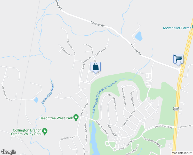 map of restaurants, bars, coffee shops, grocery stores, and more near 15343 Tewkesbury Place in Upper Marlboro
