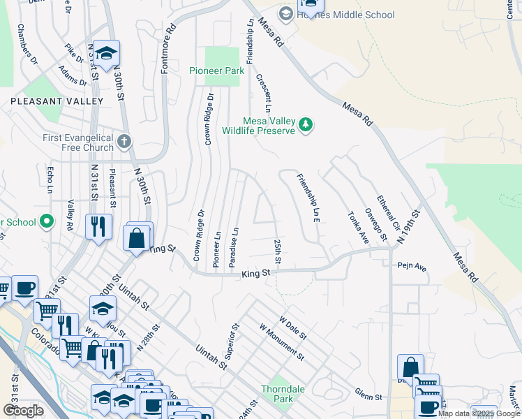 map of restaurants, bars, coffee shops, grocery stores, and more near 1346 25th Street in Colorado Springs