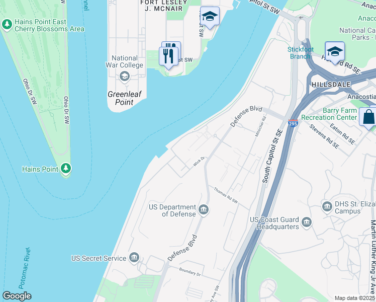 map of restaurants, bars, coffee shops, grocery stores, and more near 101 Independence Avenue Southeast in Washington
