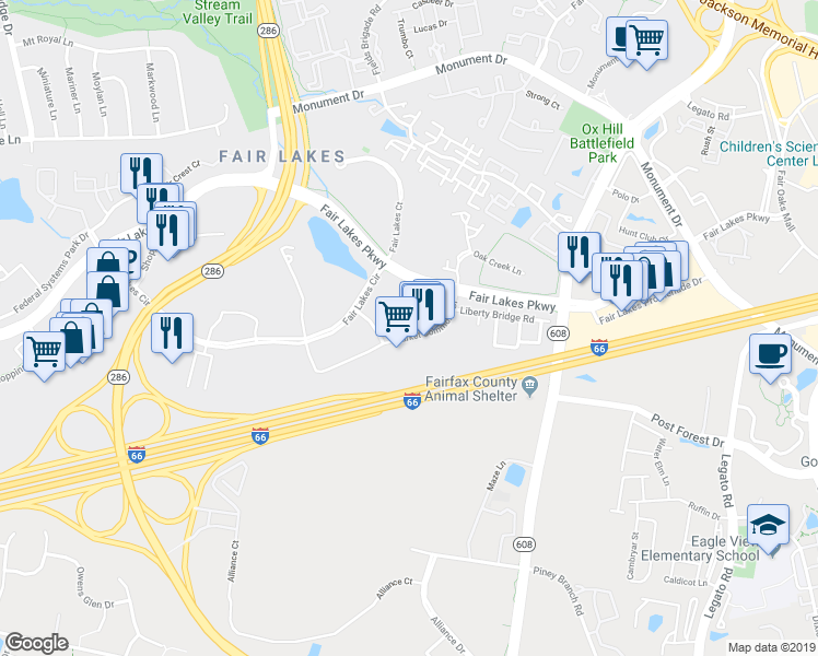 map of restaurants, bars, coffee shops, grocery stores, and more near 4480 Market Commons Drive in Fairfax