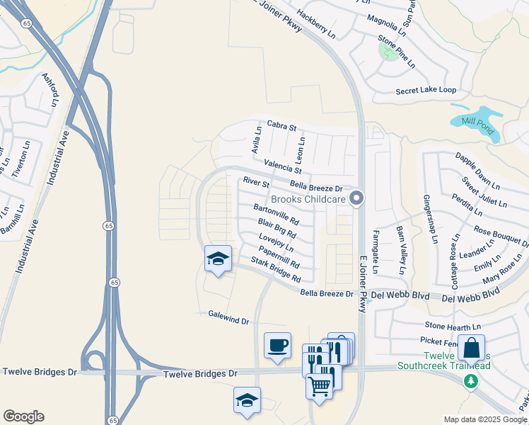map of restaurants, bars, coffee shops, grocery stores, and more near 615 Bartonville Road in Lincoln