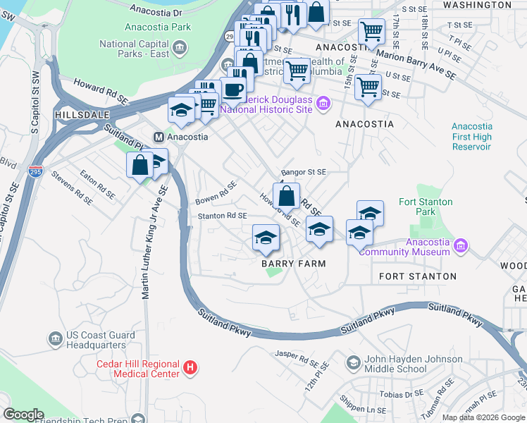 map of restaurants, bars, coffee shops, grocery stores, and more near 101 Independence Avenue Southeast in Washington