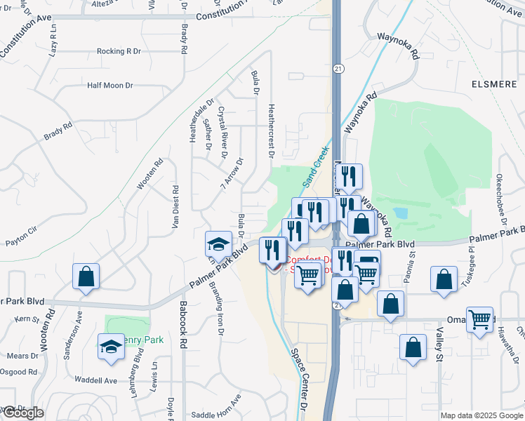 map of restaurants, bars, coffee shops, grocery stores, and more near 5552 Bonita Village Road in Colorado Springs