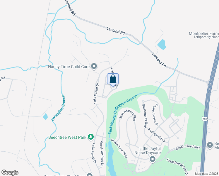 map of restaurants, bars, coffee shops, grocery stores, and more near 2209 Snetterton Lane in Upper Marlboro