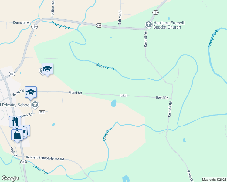 map of restaurants, bars, coffee shops, grocery stores, and more near 987 Bond Road in Minford