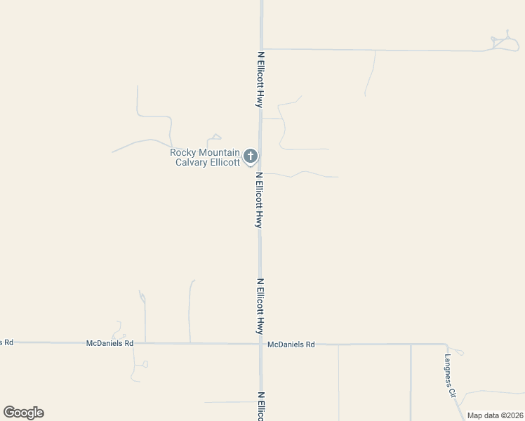 map of restaurants, bars, coffee shops, grocery stores, and more near 1763 North Ellicott Highway in Calhan
