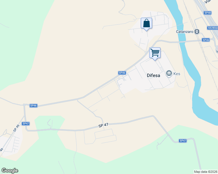 map of restaurants, bars, coffee shops, grocery stores, and more near Strada Provinciale 46 in Provincia di Catanzaro