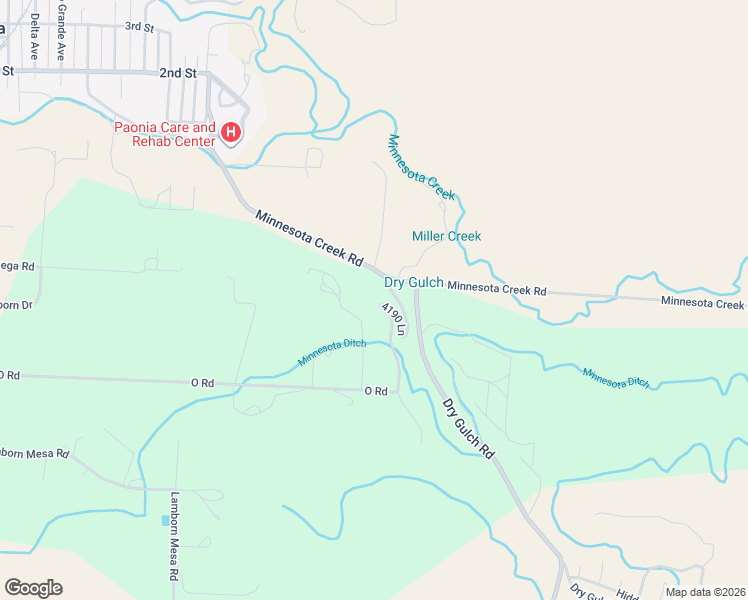 map of restaurants, bars, coffee shops, grocery stores, and more near 41856-41998 4190 Lane in Paonia