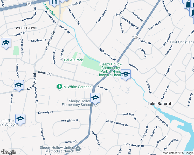 map of restaurants, bars, coffee shops, grocery stores, and more near 6535 Marlo Drive in Falls Church
