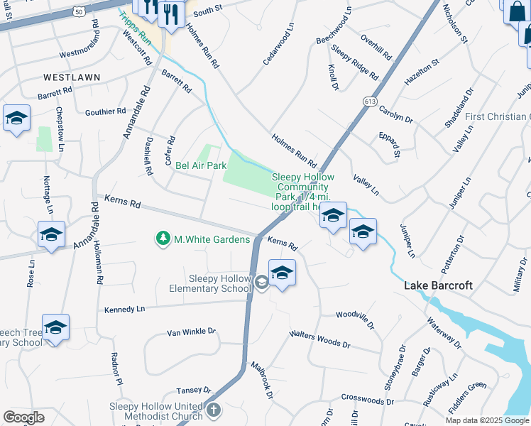 map of restaurants, bars, coffee shops, grocery stores, and more near 6535 Marlo Drive in Falls Church