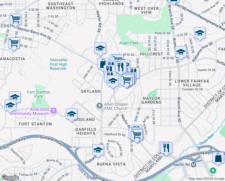 map of restaurants, bars, coffee shops, grocery stores, and more near 101 Independence Avenue Southeast in Washington