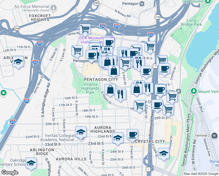 map of restaurants, bars, coffee shops, grocery stores, and more near 101 Independence Avenue Southeast in Washington