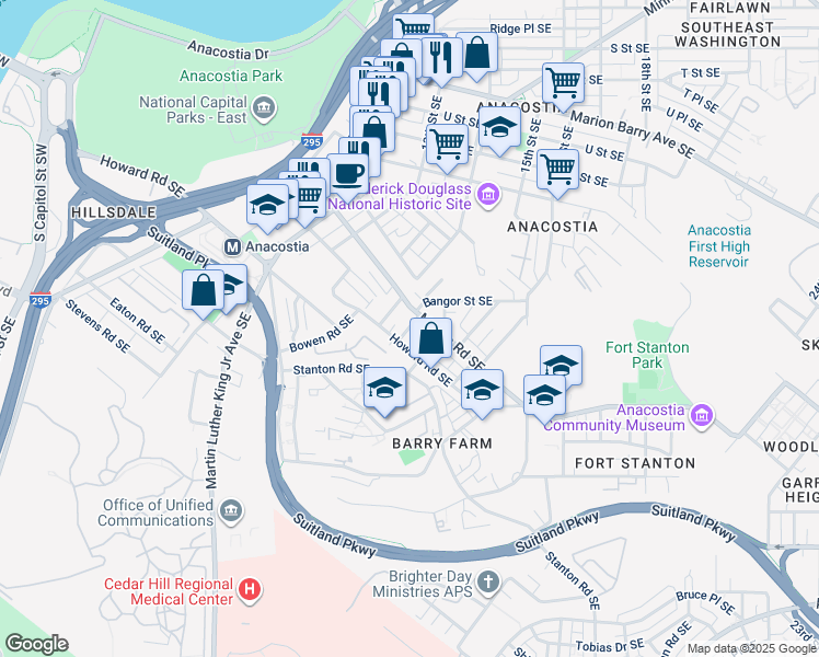 map of restaurants, bars, coffee shops, grocery stores, and more near 101 Independence Avenue Southeast in Washington