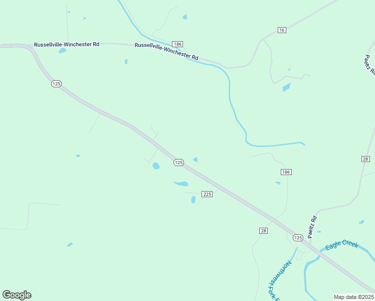 map of restaurants, bars, coffee shops, grocery stores, and more near 8393 Ohio 125 in Russellville
