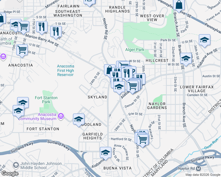 map of restaurants, bars, coffee shops, grocery stores, and more near 101 Independence Avenue Southeast in Washington