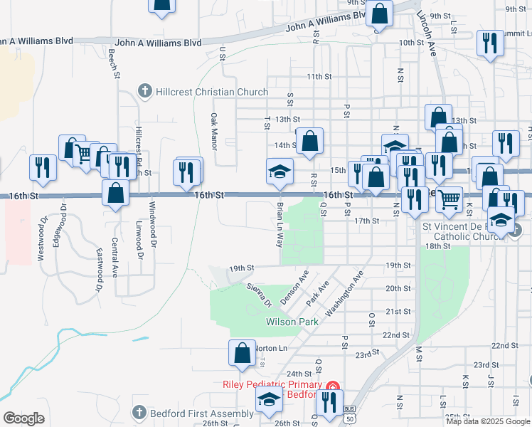 map of restaurants, bars, coffee shops, grocery stores, and more near 1701 Brian Lane Way in Bedford
