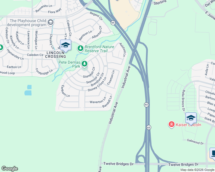 map of restaurants, bars, coffee shops, grocery stores, and more near Thornhill Lane & Tiverton Lane in Lincoln