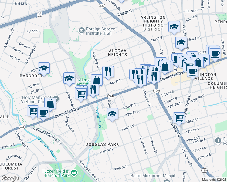 map of restaurants, bars, coffee shops, grocery stores, and more near 101 Independence Avenue Southeast in Washington