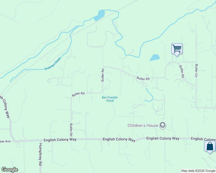 map of restaurants, bars, coffee shops, grocery stores, and more near 5858 Butler Road in Penryn