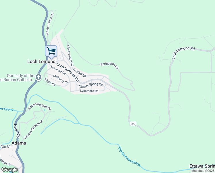 map of restaurants, bars, coffee shops, grocery stores, and more near 10785 Loch Lomond Road in Loch Lomond