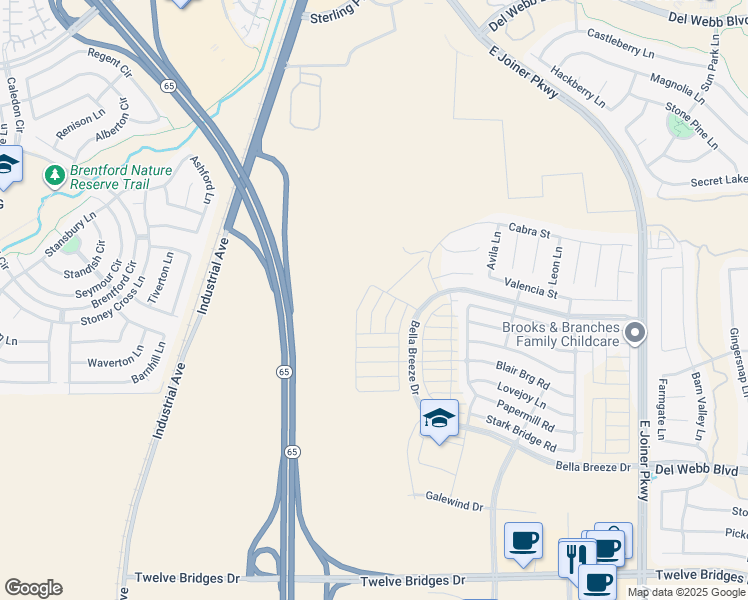 map of restaurants, bars, coffee shops, grocery stores, and more near 654 Bella Breeze Drive in Lincoln