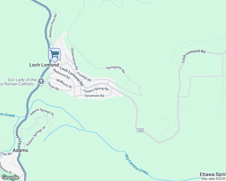 map of restaurants, bars, coffee shops, grocery stores, and more near 10785 Loch Lomond Road in Loch Lomond