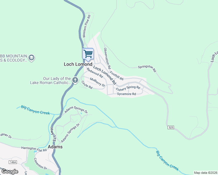 map of restaurants, bars, coffee shops, grocery stores, and more near 10484 Redwood Road in Loch Lomond