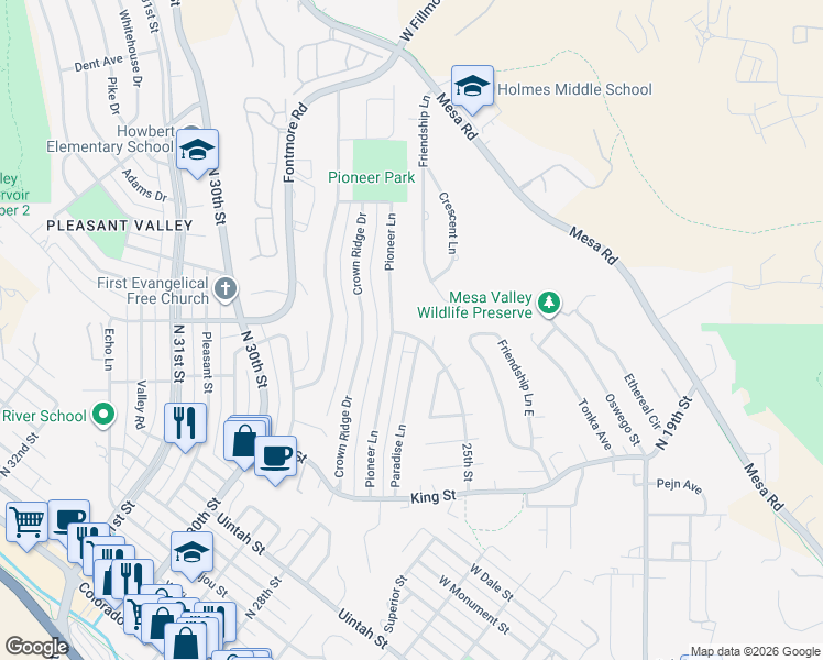 map of restaurants, bars, coffee shops, grocery stores, and more near 1511 25th Street in Colorado Springs
