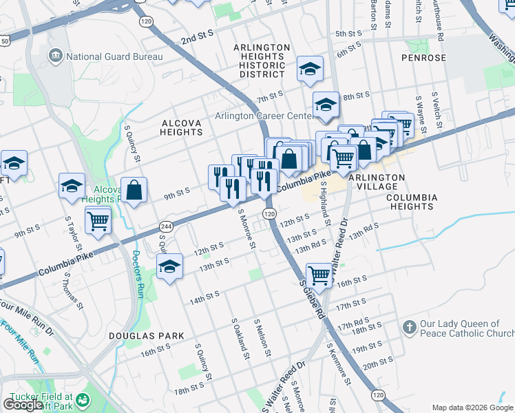 map of restaurants, bars, coffee shops, grocery stores, and more near 101 Independence Avenue Southeast in Washington