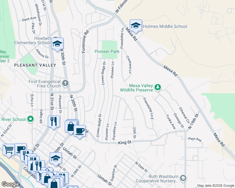 map of restaurants, bars, coffee shops, grocery stores, and more near 1511 25th Street in Colorado Springs