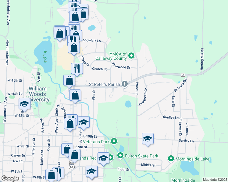 map of restaurants, bars, coffee shops, grocery stores, and more near 13 Country Club Dr in Fulton
