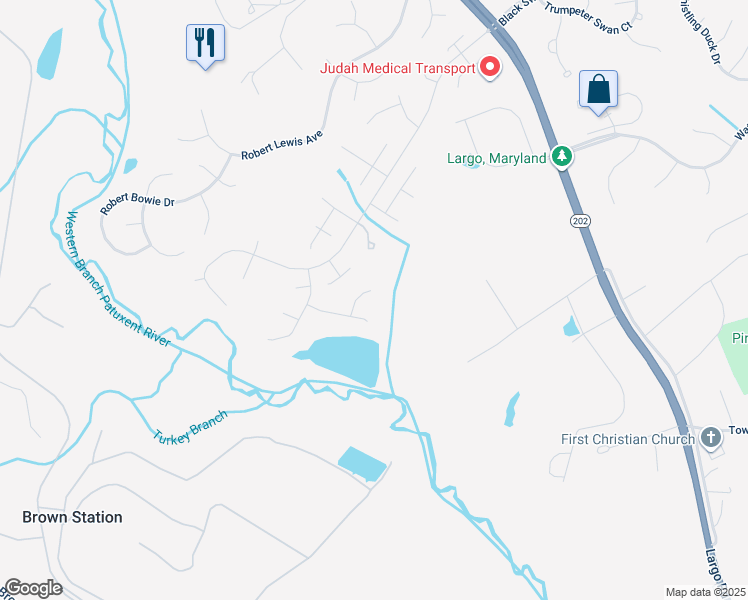 map of restaurants, bars, coffee shops, grocery stores, and more near 2004 Bart Court in Upper Marlboro